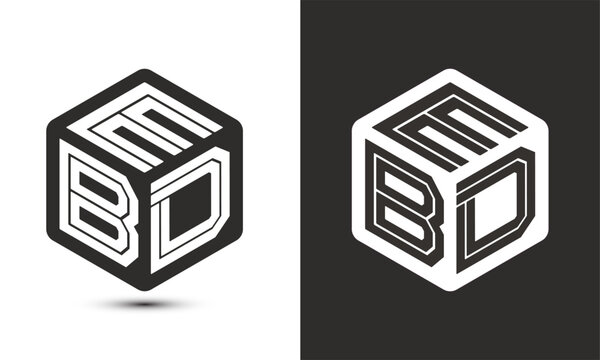 EBD letter logo design with illustrator cube logo, vector logo modern alphabet font overlap style.
