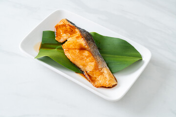 Grilled Salmon Steak with Soy Sauce
