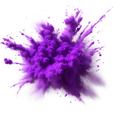 Fototapeta na wymiar Vibrant Purple Holi Color Powder Burst on Isolated White Background Generative AI 