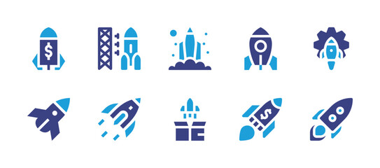 Rocket icon set. Duotone color. Vector illustration. Containing rocket, startup, launch.