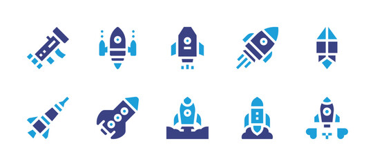 Rocket icon set. Duotone color. Vector illustration. Containing rocket launcher, space ship, startup, rocket.