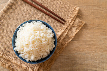 cooked white rice bowl