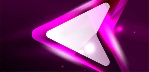 Neon glowing techno lines and arrows, hi-tech futuristic abstract background template