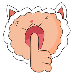 little sheep character holding hand near mouth silence. Shhh symbol