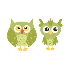 Cute Cartoon Owl Illustration Isolated In White Background