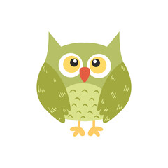 Cute Cartoon Owl Illustration Isolated In White Background