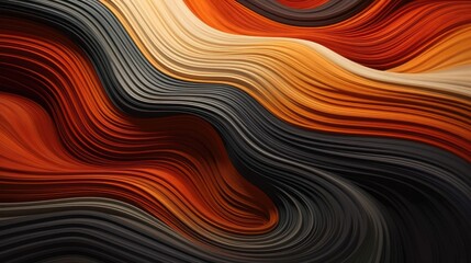 Illustration orange and black in the form of wave waves, futuristic background.