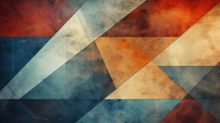 Fototapeta premium Abstract vintage background illustration of colorful geometry shapes in grunge color texture, Generative AI