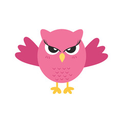 Cute Cartoon Owl Illustration Isolated In White Background