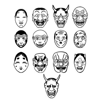 The Japanese mask  Art line image transparent background