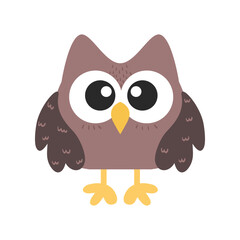 Cute Cartoon Owl Illustration Isolated In White Background