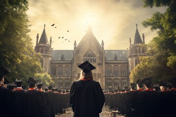 Fototapeta na wymiar Illustration of graduation concept education congratulation. Graduation Ceremony ,Congratulated the graduates in University, Generative AI