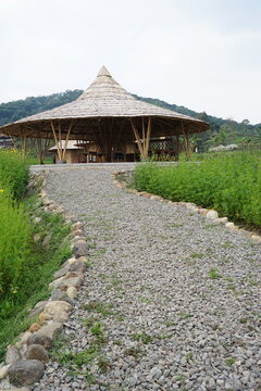 outdoor buildingoutdoor hallhut with bamboo raw materials