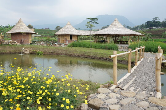 outdoor buildingoutdoor hallhut with bamboo raw materials