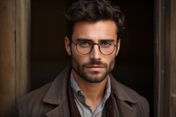 Fototapeta premium Portrait of handsome man europe, cuacasian background, Generative AI