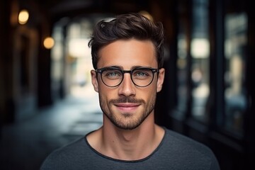 Portrait of handsome man europe, cuacasian background, Generative AI