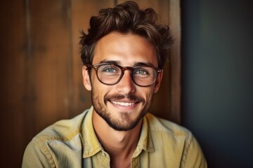 Obraz premium Portrait of handsome man europe, cuacasian background, Generative AI