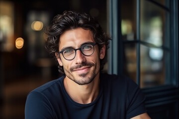 Obraz premium Portrait of handsome man europe, cuacasian background, Generative AI