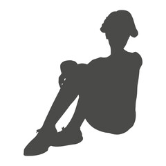 Beautiful woman resting after exercise. Sport girl illustration. Young woman silhouette