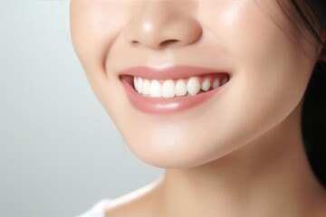 Obraz premium Beautiful female smile after teeth whitening procedure, Generative AI