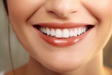 Beautiful female smile after teeth whitening procedure, Generative AI