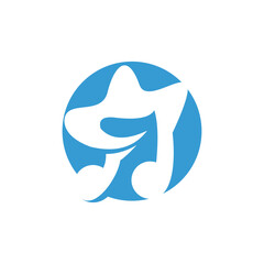 vector musical notation logo in blue