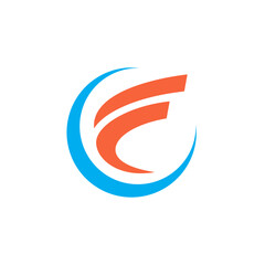 C and F  letter combination abstract logo design.