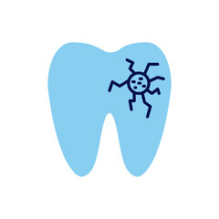 Caries Related Vector Icon. Caries sign. Tooth icon with lesion. Isolated on White Background
