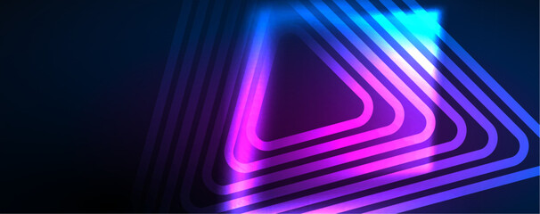 Neon glowing techno lines, hi-tech futuristic abstract background template. Vector illustration for wallpaper, banner, background, leaflet, catalog, cover, flyer