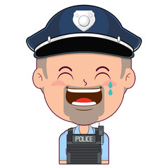 policeman laughing face cartoon cute