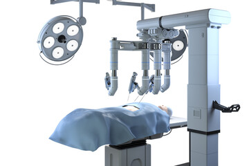 Robotic assisted surgery machine with dummy patient isolated
