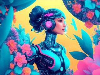 A futuristic AI-driven personalized wellness plan with an emphasis on the user's health and wellbeing is depicted in vivid detail.