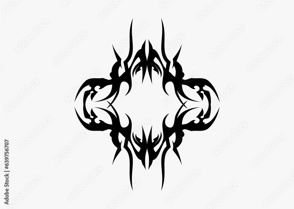 Canvas Prints black sharp symmetrical tribal tattoo motif