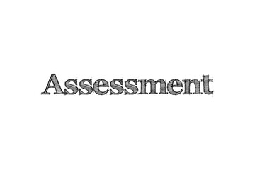Digital png illustration of assessment text on transparent background
