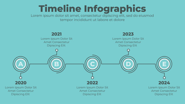 Circular timeline infographics template with 5 steps