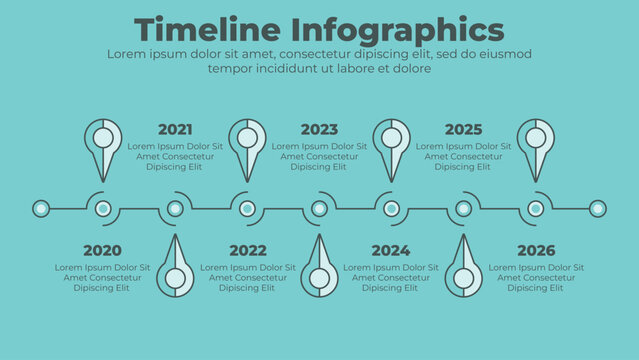 Business infographic timeline presentation slide for 7 years steps or options for presentation