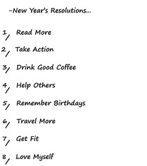 Digital png illustration of new year's resolutions text with list on transparent background