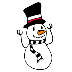 Digital png illustration of snowman with hat on transparent background