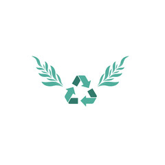 Digital png illustration of recycling arrows and plants on transparent background