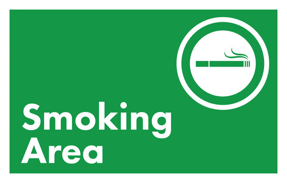 Digital png illustration of cigarette and smoking area text on transparent background