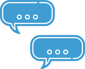 Digital png illustration of blue speech bubbles with copy space on transparent background