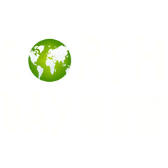 Digital png illustration of globe and earth day text on transparent background