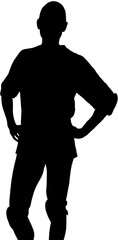 Digital png silhouette image of woman with hands on waist on transparent background