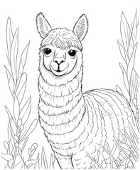 llama coloring pages for kids © Farida