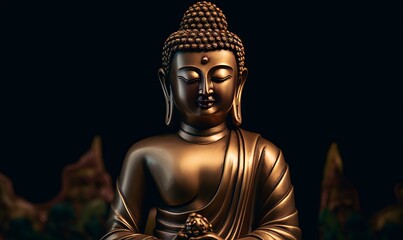 Buddha statue sculpture. inner meditation, Generative AI - obrazy, fototapety, plakaty