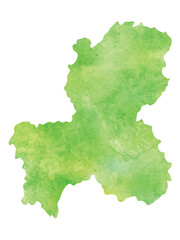 岐阜　地図　水彩　アイコン　緑