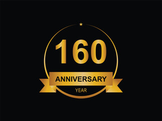 160th years golden anniversary logo celebration with ring and ribbon.