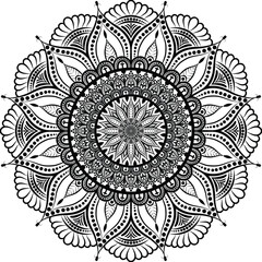 Abstract floral pattern mandala art on a white background, editable mandala element, mandala for meditation, invitation, banner, poster, henna, tattoo, wall painting, decoration element mandala art