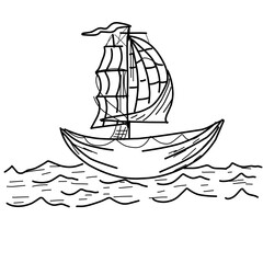 Sea Sailboat Line Art 