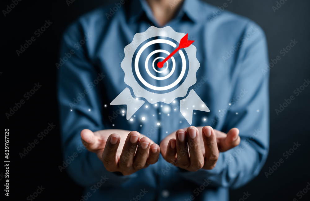 Aufkleber Quality Certificate and Checklist analyst target objective marketing planning assignment with quality management. Standardization, certification. Compliance to regulations service and standards.